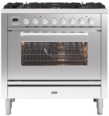 Ilve P096WE3SS 90cm Roma Dual Fuel Single Oven Range Cooker In Stainless Steel