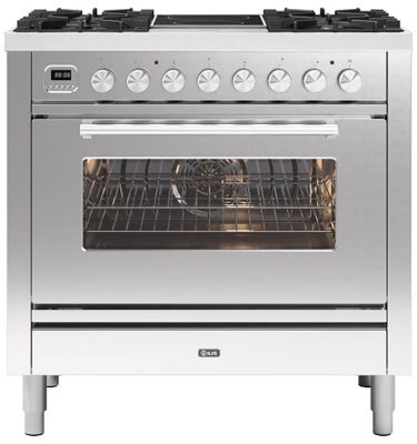 Ilve P09IWE3SS 90cm Roma Mixed Fuel Single Oven Range Cooker In Stainless Steel
