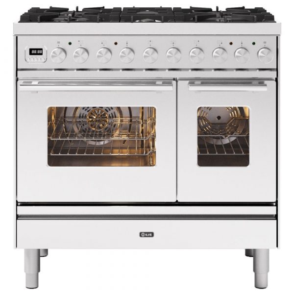 Ilve PD096WE3SS 90cm Roma Dual Fuel Twin Oven Range Cooker In Stainless Steel