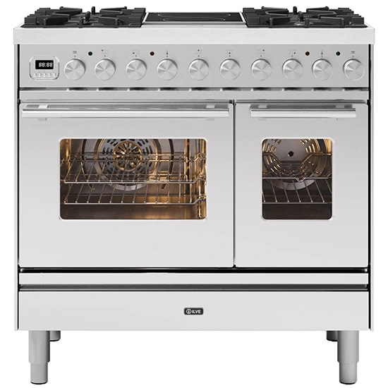 Ilve PD09IWE3SS 90cm Roma Mixed Fuel Twin Oven Range Cooker In Stainless Steel