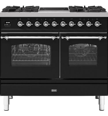 Ilve PD10INE3BK 100cm Milano Mixed Fuel Range Cooker In Gloss Black