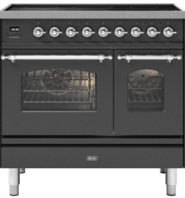 Ilve PDI09NE3MG 90cm Milano Induction Twin Oven Range Cooker In Matt Graphite