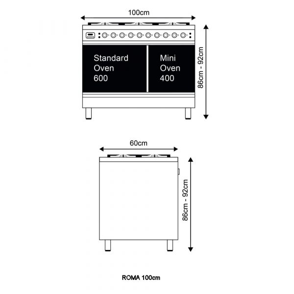 Ilve PDI10WE3SS 100cm Roma Induction Range Cooker In Stainless Steel 3 2