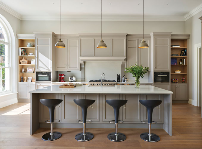 Luxury Kitchen near Bourne with seating and pendent lighting