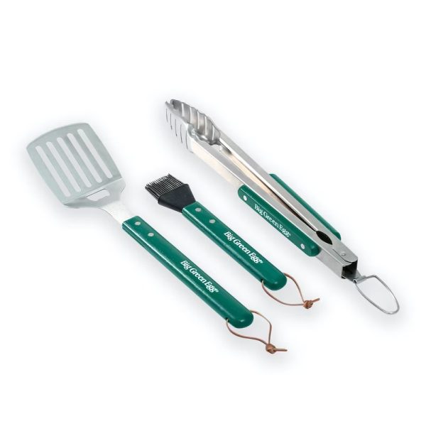 Big Green Egg AC6439 - Stainless BBQ Tool Set With Wood Handles